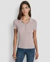 Dkny Jeans Women's Slim Fit Ribbed Polo Sweater In Pink