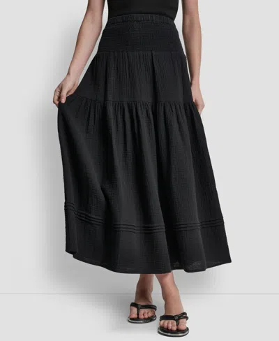 Dkny Jeans Women's Smocked-waist Tiered Maxi Skirt In Blue