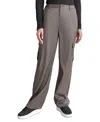 Dkny Jeans Women's Stretch Satin Cargo Wide-leg Pants In Fo5 - Forged Iron