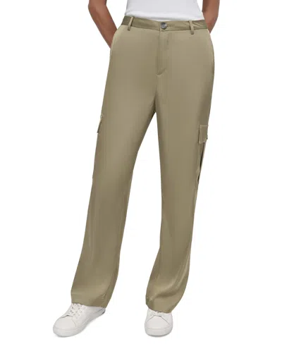 Dkny Jeans Women's Stretch Satin Cargo Wide-leg Pants In Gi6 - Lght Fatigue
