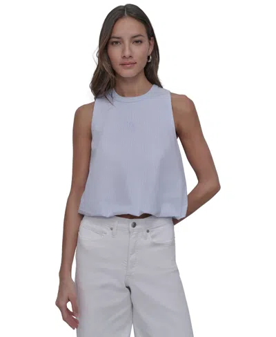 Dkny Jeans Women's Striped Cotton Bubble-hem Sleeveless Top