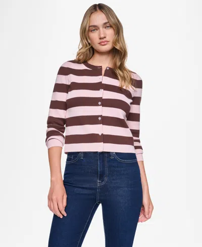 Dkny Jeans Women's Striped Cropped Cardigan Sweater In Multi