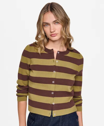 Dkny Jeans Women's Striped Cropped Cardigan Sweater In Multi
