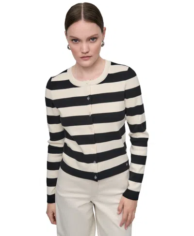 Dkny Jeans Women's Striped Cropped Cardigan Sweater In Multi