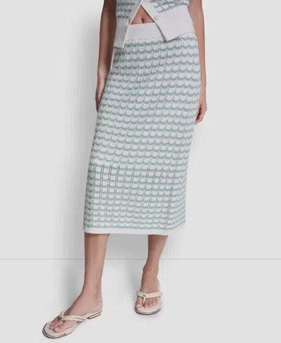 Dkny Jeans Women's Striped Pointelle Midi Skirt In Blue