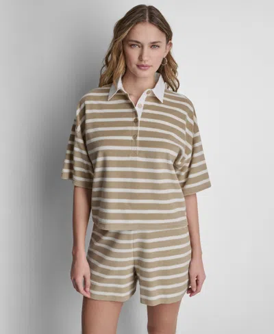 Dkny Jeans Women's Striped Polo T-shirt In Multi
