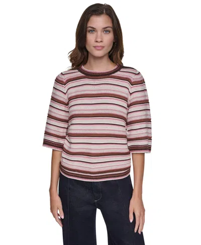 Dkny Jeans Women's Striped Rugby Puff-sleeve Sweater In Multi
