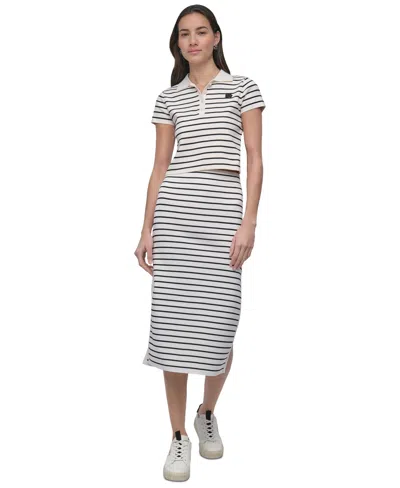 Dkny Jeans Women's Striped Short-sleeve Polo Shirt