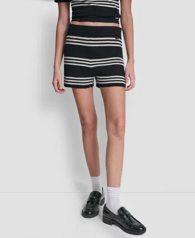 Dkny Jeans Women's Striped Sweater Shorts In Black