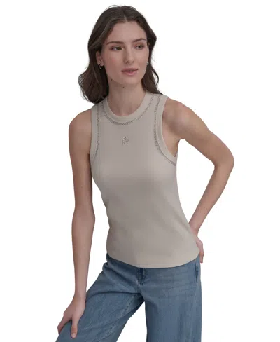 Dkny Jeans Women's Studded Crewneck Tank In Gray