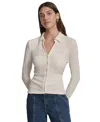 Dkny Jeans Women's Textured Collared Button-front Blouse In White