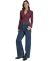 Dkny Jeans Women's Textured Collared Button-front Blouse In Burgundy