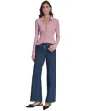 Dkny Jeans Women's Textured Collared Button-front Blouse In Pink