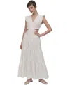 Dkny Jeans Womens Gauze Open Back Maxi Dress In Ivy - Ivory