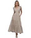 Dkny Jeans Womens Gauze Open Back Maxi Dress In Pbl - Pebble