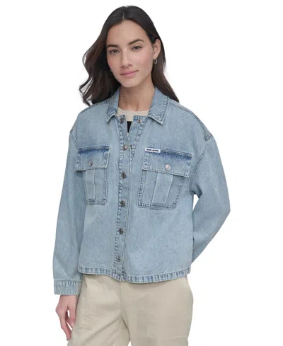 Dkny Jeans Women's Utility Pocket Denim Jacket In Fjz - Chambray