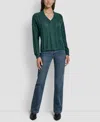 Dkny Jeans Women's V-neck Cable-knit Sweater In Green