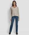 Dkny Jeans Women's V-neck Cable-knit Sweater In Gray