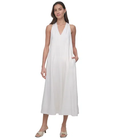 Dkny Jeans Women's V-neck Racerback Swing Dress In White