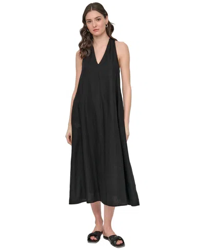 Dkny Jeans Women's V-neck Racerback Swing Dress In Black