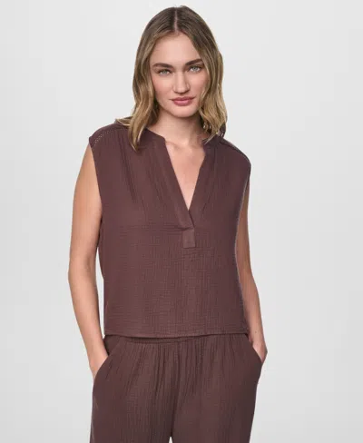 Dkny Jeans Women's V-neck Sleeveless Top In Brown
