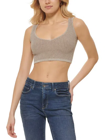 Dkny Jeans Womens Bra-top Ribbed Cropped In Multi