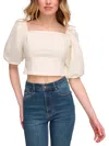 DKNY JEANS WOMENS COTTON PUFF SLEEVES CROPPED