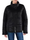 DKNY JEANS WOMENS FAUX LEATHER SHORT PUFFER JACKET