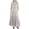 Dkny Jeans Womens Gauze Open Back Maxi Dress In Grey