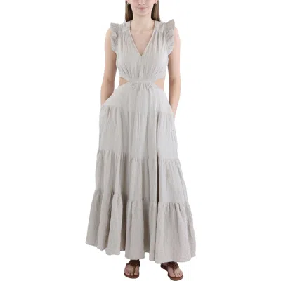 Dkny Jeans Womens Gauze Open Back Maxi Dress In Ivy - Ivory