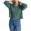 Dkny Jeans Womens Knit Cable Knit V-neck Sweater In Grey