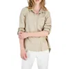 Dkny Jeans Women's Roll-tab-sleeve Button-front Shirt In Grey
