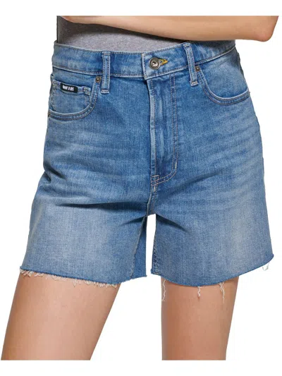 Dkny Jeans Womens Raw Hem High Rise Denim Shorts In Multi
