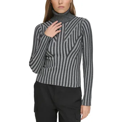 Dkny Jeans Womens Ribbed Cotton Turtleneck Sweater In Multi