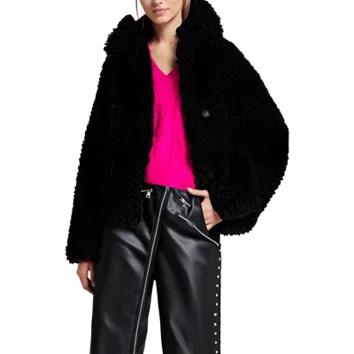 Dkny Jeans Womens Sherpa Long Sleeve Faux Fur Coat
