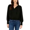 Dkny Jeans Womens Smocked Polyester Blouse In Black