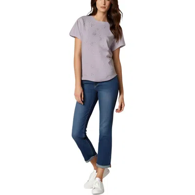 Dkny Jeans Womens Studded Crewneck Pullover Top In Purple