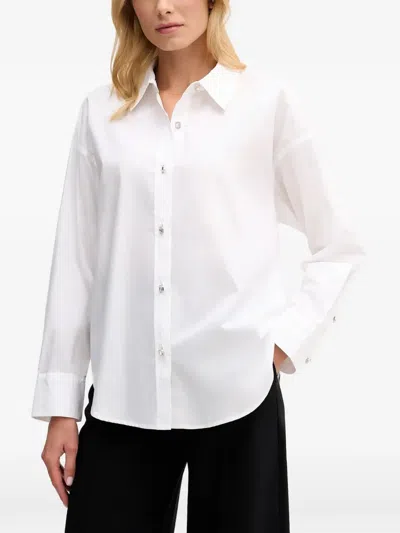 Dkny Jewel Button Shirt In White