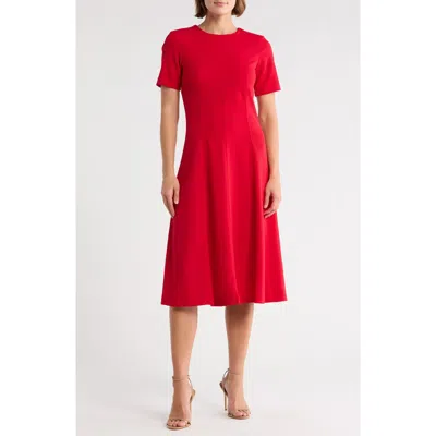 DKNY DKNY JEWEL NECK FIT & FLARE DRESS