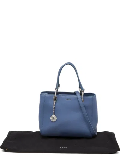 Pre-owned Dkny Julius Md Leather Tote Bag In Blue