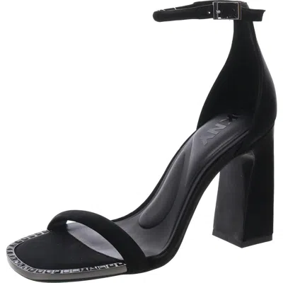 Dkny K4405033 Womens Block Heel Manmade Ankle Strap In Black