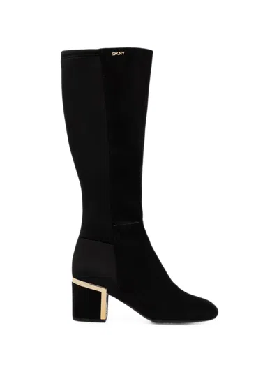 Dkny Kalevi Logo-plaque Knee-high Boots In Black
