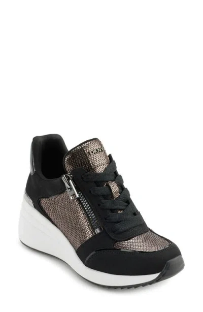 Dkny Kalina Wedge Sneaker In Pewter,black