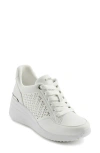 Dkny Kalinda Rhinestone Wedge Sneaker In Bright White