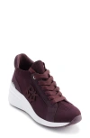Dkny Women's Kasia Lace-up Wedge Sneakers In Wine