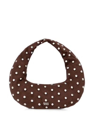 Dkny Katya Stud-embellished Tote Bag In Brown