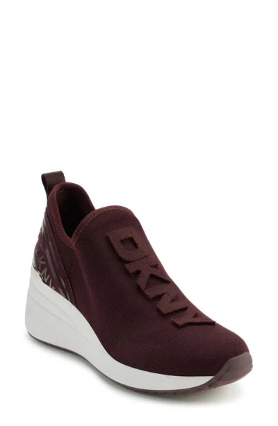 Dkny Keeva Wedge Knit Sneaker In Wine