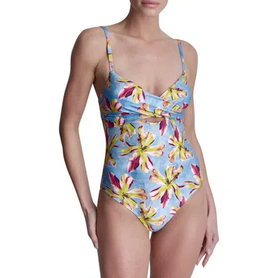 Dkny Keyhole Twist One-piece Swimsuit In Swim11443 Calypso Floral L