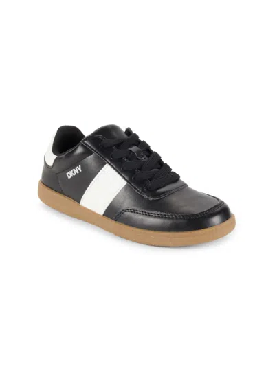 Dkny Kid's Dylan Damian Faux Leather Sneakers In Black