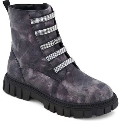 Dkny Kids' Carrie Shine Combat Boot In Gray